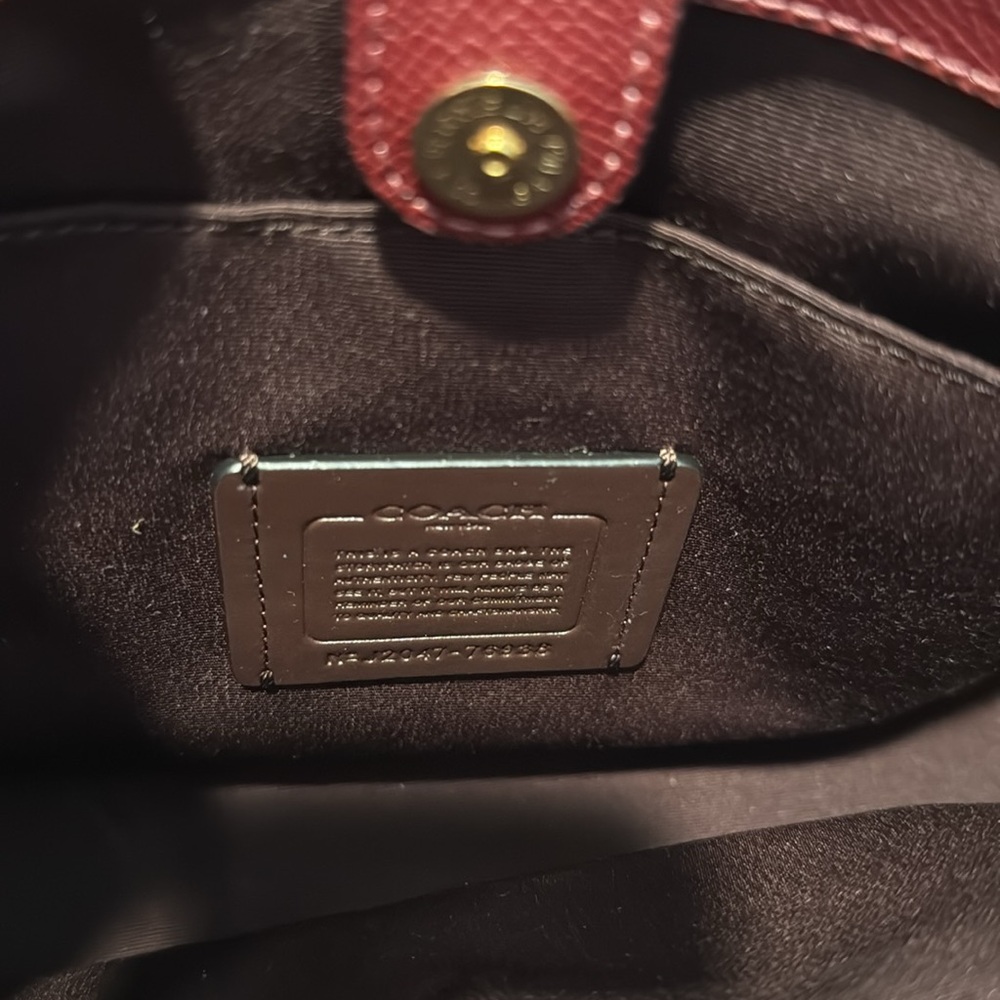 Coach Etta deep red gold accent hardware carryall satchel bag new - Picture 5 of 16